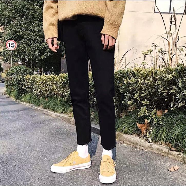 [Không Phai Màu+Co Giãn]Quần Jean Nam Đen Trơn Dáng Ôm Màu Đen Hàn Quốc Hot 2020-J01 | BigBuy360 - bigbuy360.vn