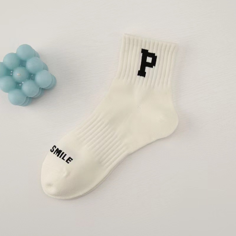 Vớ Thể Thao Chất Liệu Cotton Nguyên Chất In Chữ P Thời Trang Đường Phố Cho Nam Và Nữ