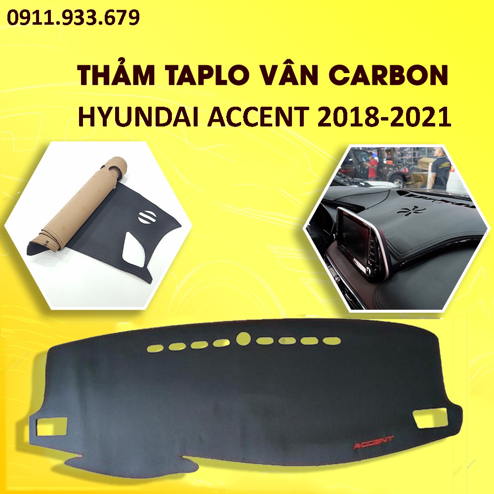 🔥HCM- Thảm taplo da carbon chống nóng cao cấp cho xe Hyundai Accent 2018-2020