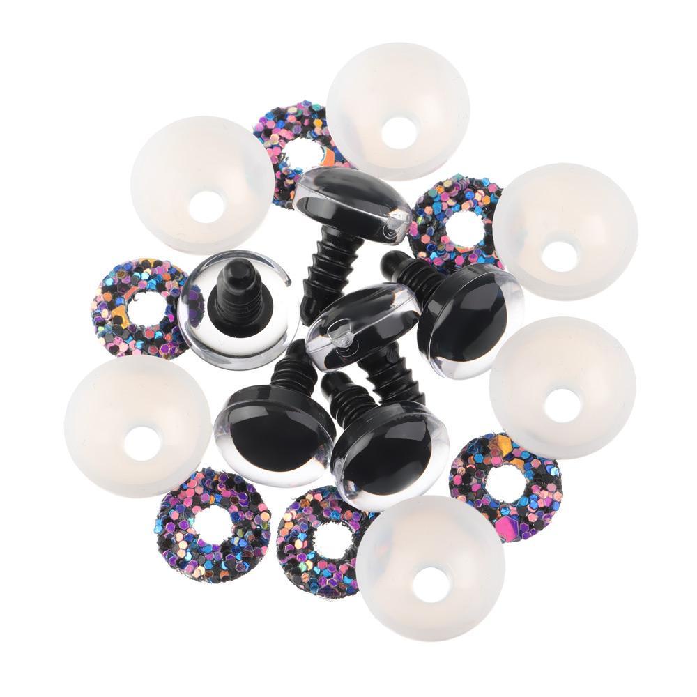 Mắt Tròn 3D 14 / 16 / 18 / 20 / 25mm Gắn Lông Mi Đồ Chơi / Thú Nhồi Bông