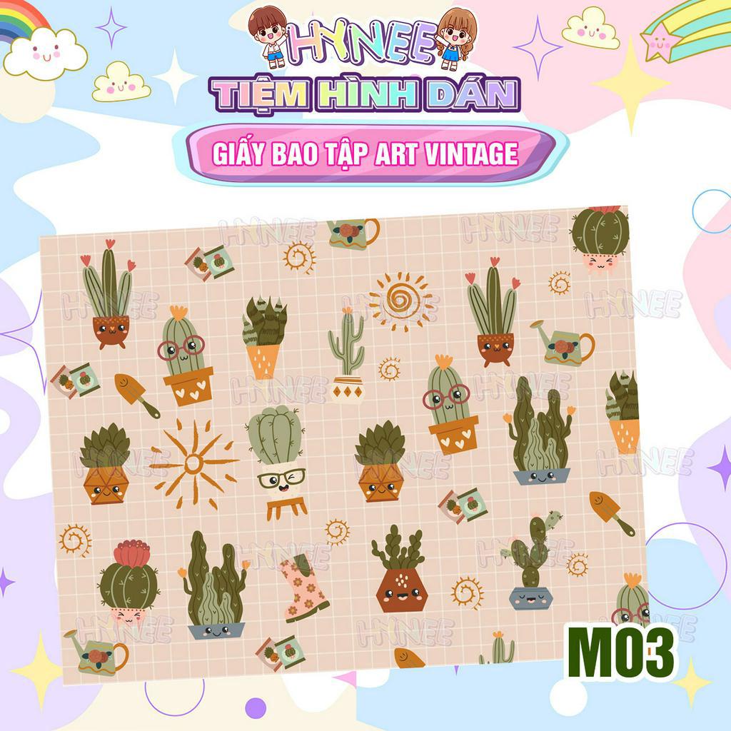 Giấy Bao Tập Art Vintage - Giấy Bao Vở Học Sinh A5, B5, Sách Giáo Khoa - Giấy Bao Tập A5 - Giấy Gói Quà - HYNEE
