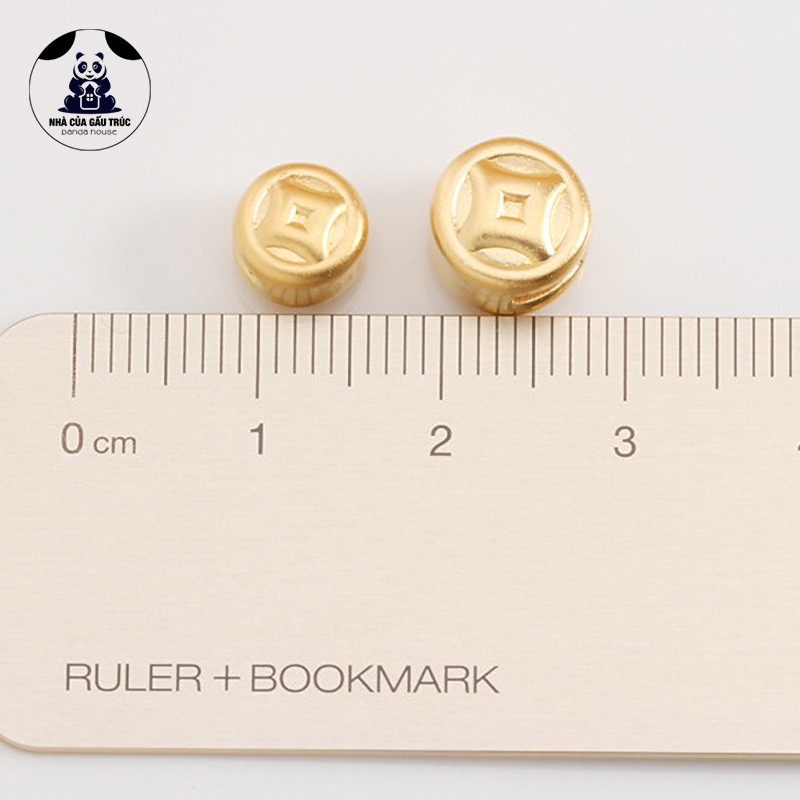 Charm bạc s925 hình đồng tiền mạ vàng (charm xỏ ngang) size 8mm - Panda House