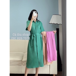 Váy sơ mi lụa kèm đai