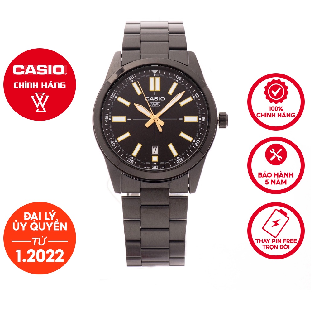 Đồng Hồ Quartz Nam Casio Cao Cấp WATCHSTORE MTP-VD02B-1EUDF Thiết Kế Kính Khoáng 41mm, Dây Kim Loại, Vỏ Thép Không Gỉ