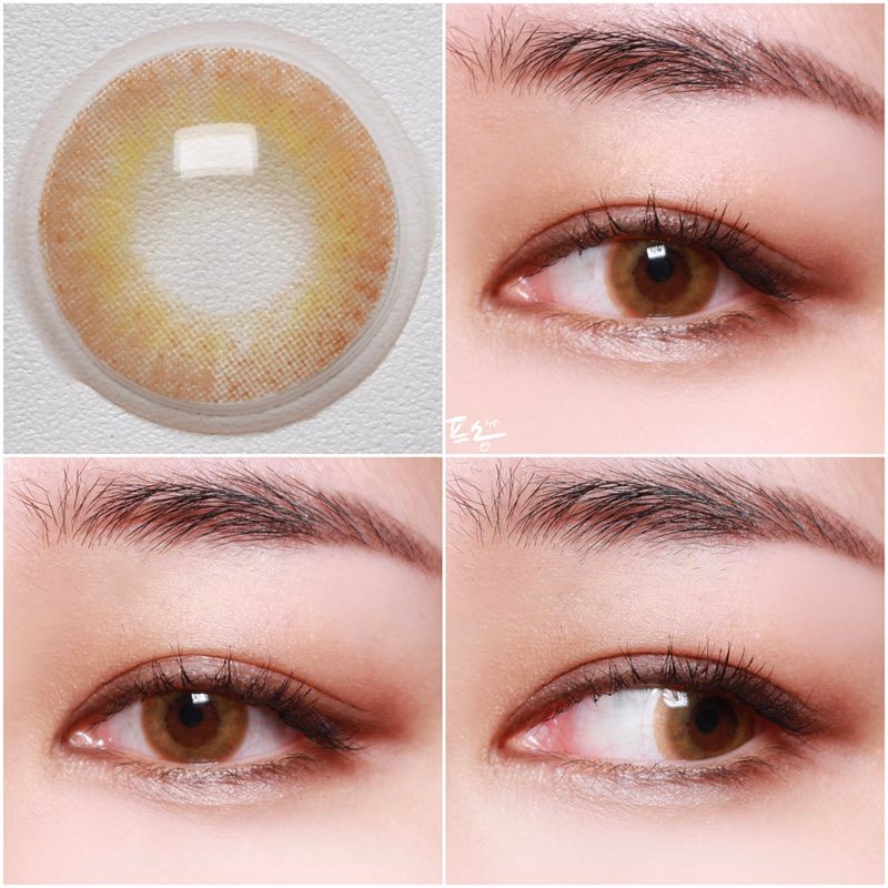 Áp Tròng Không Giãn EUROPEAN EYE BROWN Silicon Hydrogel Cao Cấp HSD 3 tháng LENS TOWN KOREA Lens Nâu Tây Hồng Có Lệch