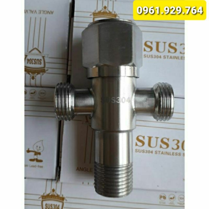 Van T chia nước giảm áp và khóa 2 đường nước  Inox 304