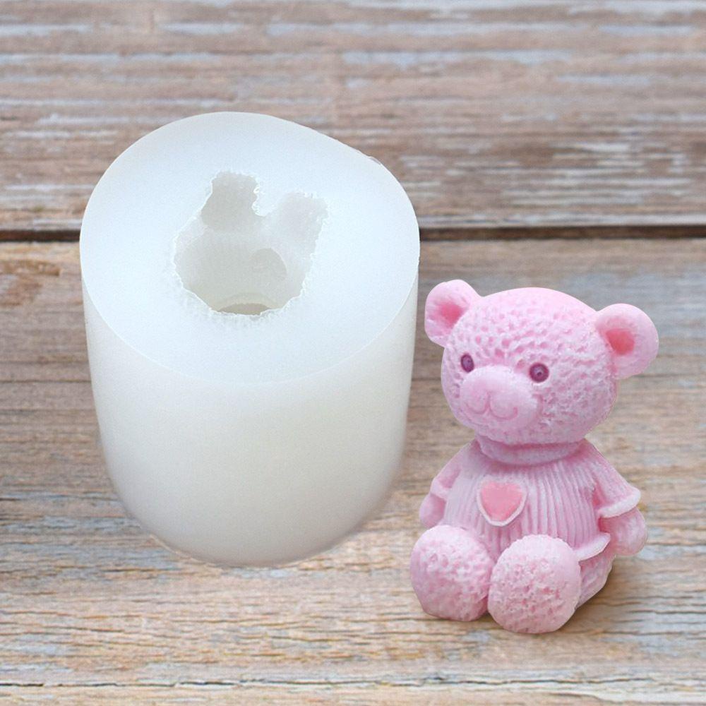 Khuôn Silicone Làm Nến Hình Gấu Teddy Hoạt Hình DIY