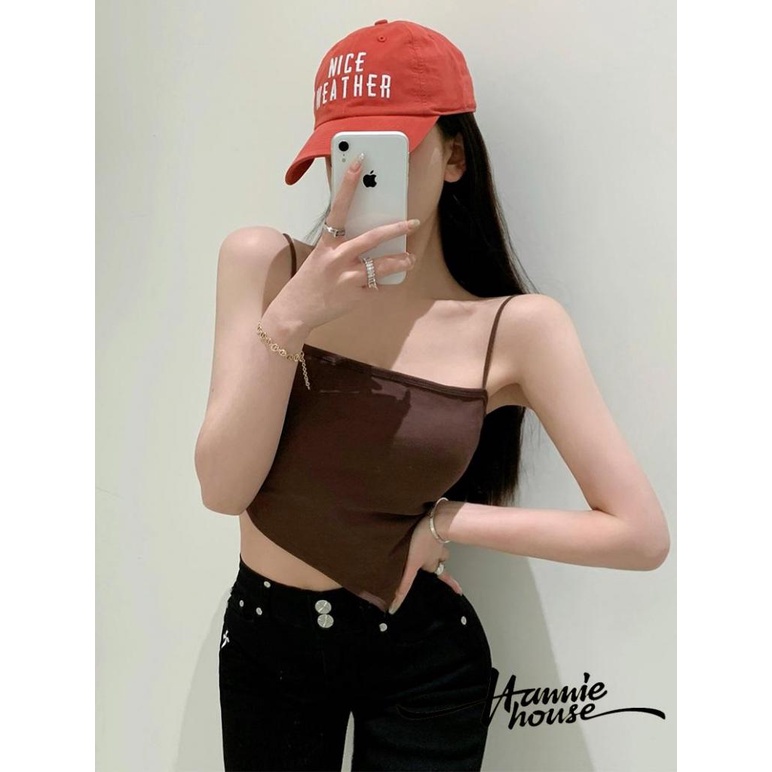 Áo hai dây màu trơn có đệm ngực thời trang mùa hè cho nữ