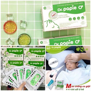 KHĂN LAU HẠ SỐT DR. PAPIE KHÔNG CHỨA TINH DẦU BẠC HÀ METHOL CHO BÉ TỪ 0M+