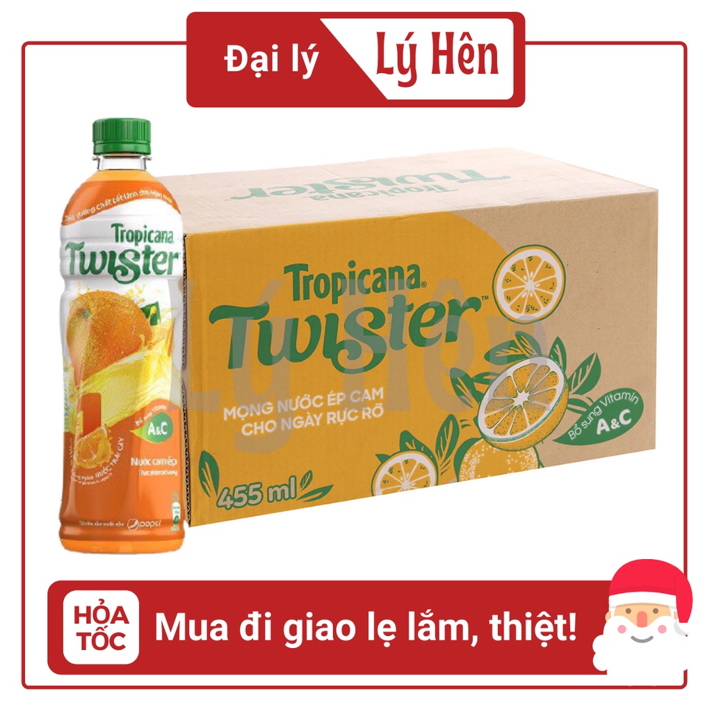 Thùng 24 Chai Nước Cam Ép Twister Tropicana Chai Nhựa 455ml Date Luôn Mới