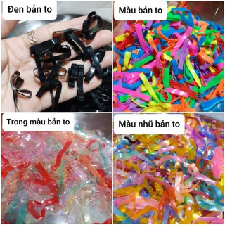 100 gam thun cột tóc bản to (đen/màu/trong/nhũ)