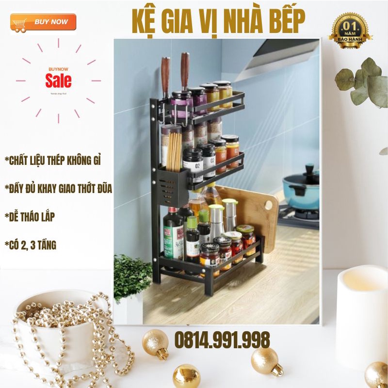 Kệ Đựng Gia Vị INOX Sơn Tĩnh Điện Chống Rỉ Cao Cấp 2, 3 Tầng Bản Đầy Đủ | BigBuy360 - bigbuy360.vn