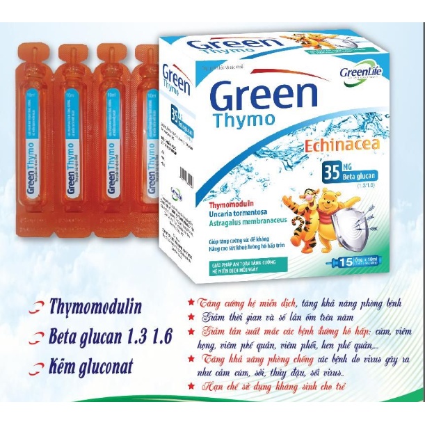 Tăng cường miễn dịch Green Thymo plus Hộp 30 viên có thêm Thymodulin beta glucan và tía tô tăng sức đề kháng