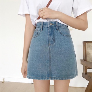 Chân Váy Jeans Chữ A Cạp Cao
