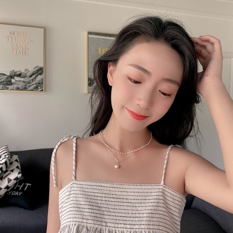 Dây chuyền nữ, vòng cổ đính hạt ngọc phong cách Hàn Quốc
