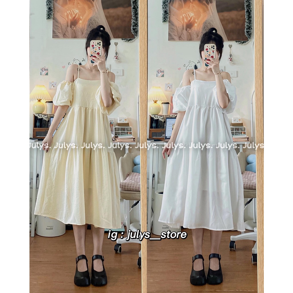 Đầm xốp 2 dây tay rời Julys (ảnh THẬT kèm video)