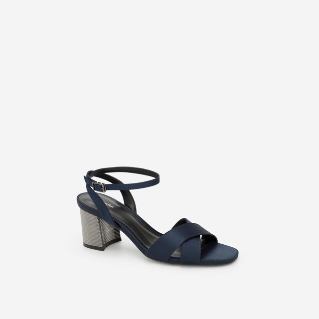 MỚI VỀ VASCARA GIÀY SANDAL GÓT METALLIC PHỐI VẢI SATIN - MÀU XANH NAVY