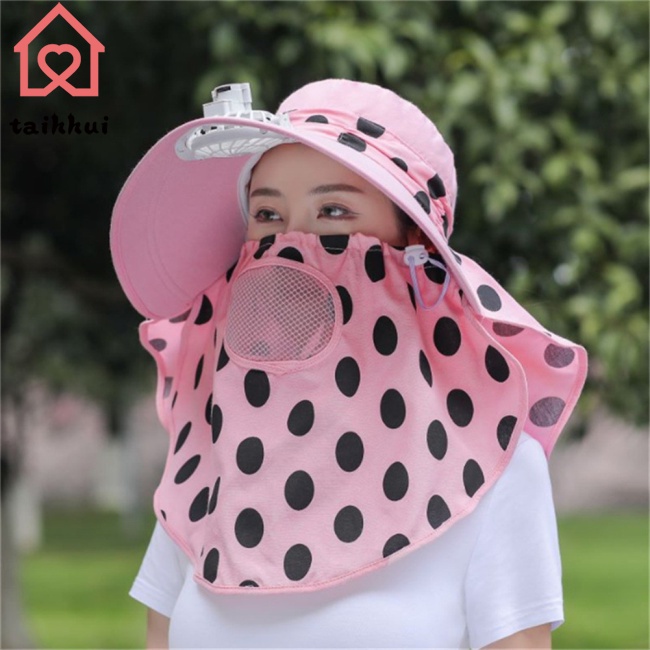 Mũ Chống Nắng Kèm Quạt Bảo Vệ Cổ Chống Tia Uv Có Thể Sạc Lại