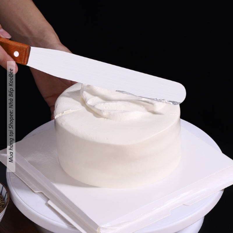 Dao chà láng bánh kem thẳng/ gấp khúc cán gỗ 8inch dài 32 cm KOOBEE