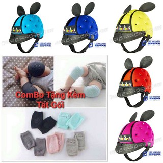 <<Combo Tặng Tất>>Mũ Bảo Hiểm Cho Bé Tập Đi  Tặng Tất Chống Trượt 1-4 Tuổi