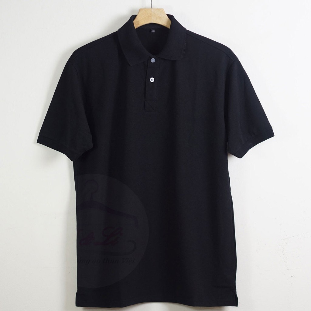 ÁO THUN PO LO MÀU ĐEN NAM / NỮ CỘC TAY CỔ BẺ XUU1