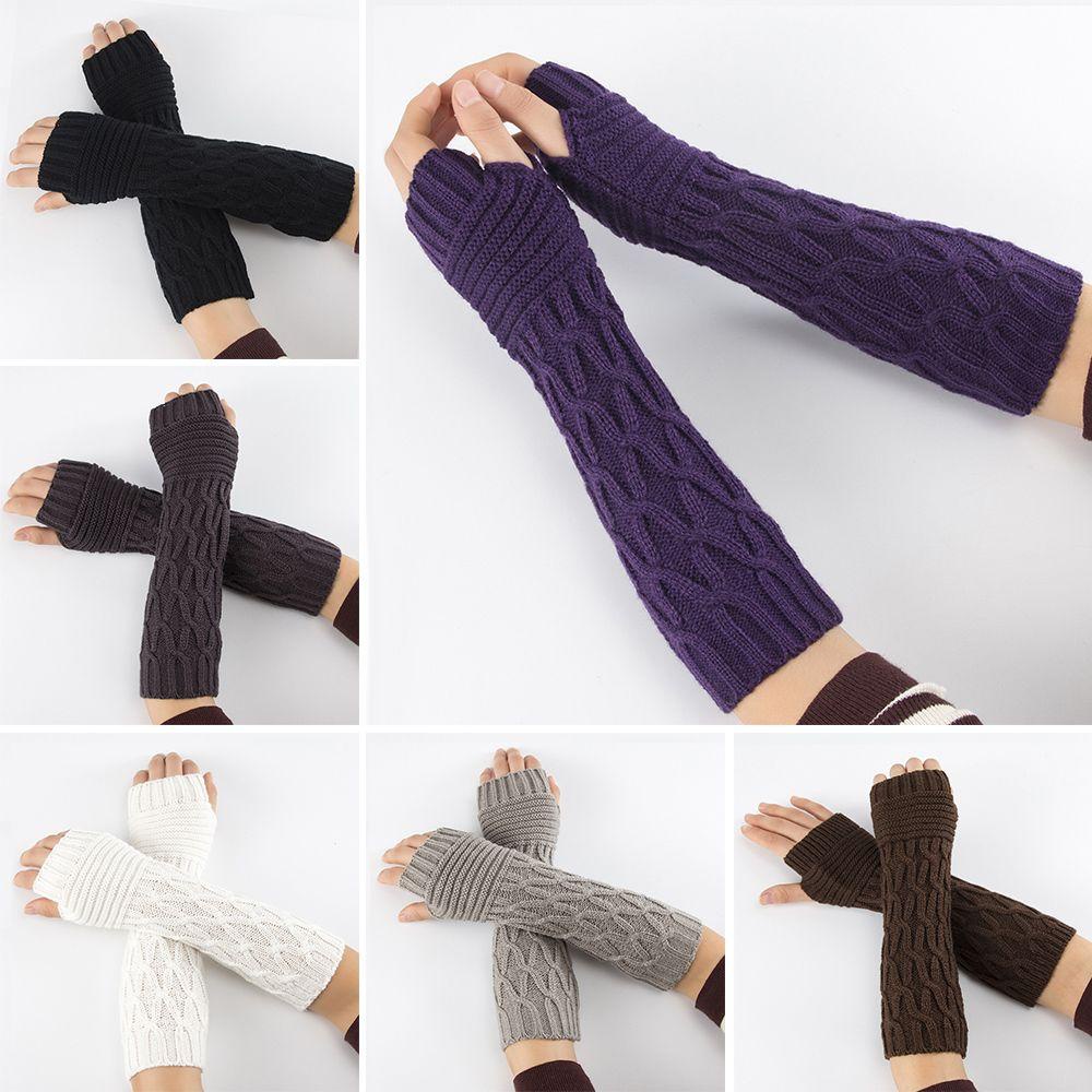 Găng Tay Dệt Kim Dài Co Giãn Màu Sắc Ngọt Ngào Thời Trang