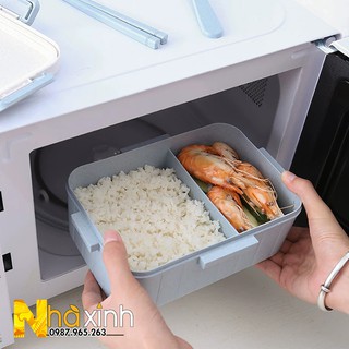 Hộp cơm lúa mạch 2 ngăn / Hộp đựng cơm văn phòng
