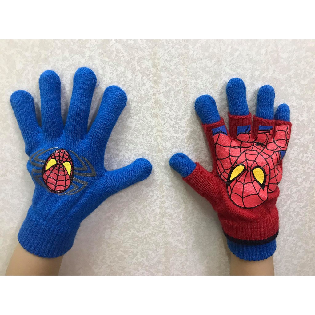 Bộ khăn mũ găng tay FREESHIP siêu nhân nhện spiderman - công chúa elsa cho bé trai bé gái