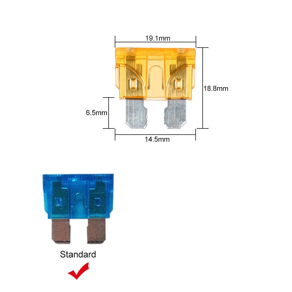 Bộ 10 cầu chì cho xe hơi, xe tải size M 19x18mm Standard ( 5A/7.5A/10A/15A/20A/25A/30A/40A )