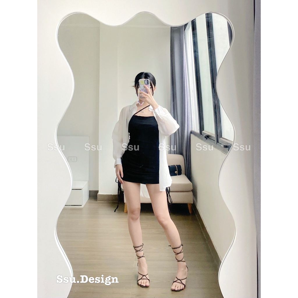 Set váy dây rút body kèm áo sơ mi hottrend cổ điển