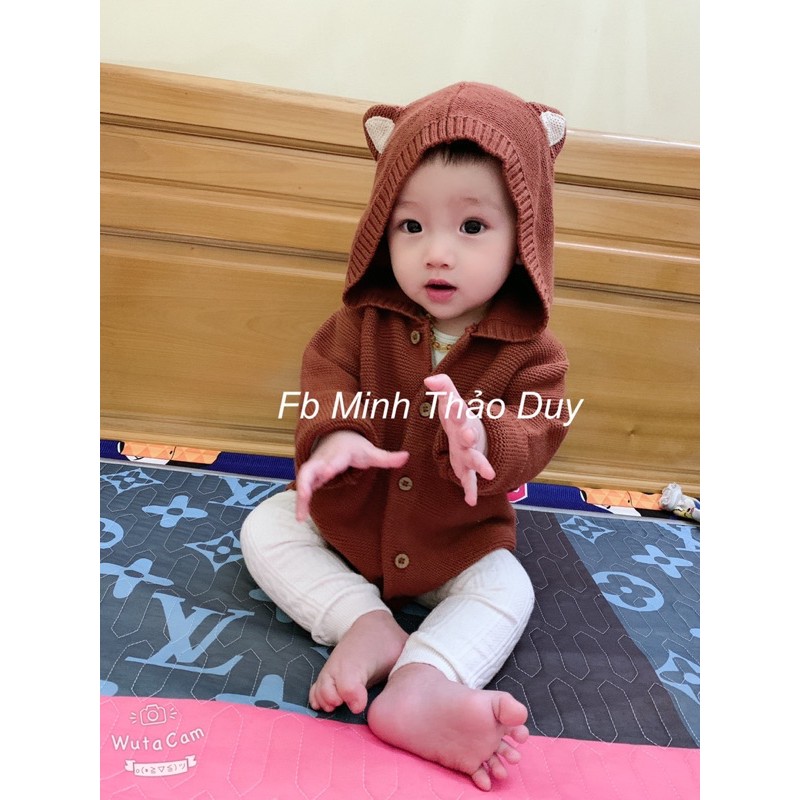 Áo khoác len cáo nâu tây HM auth bé trai