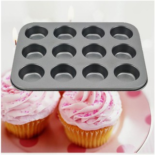 khuôn cupcake 12 lỗ màu đen
