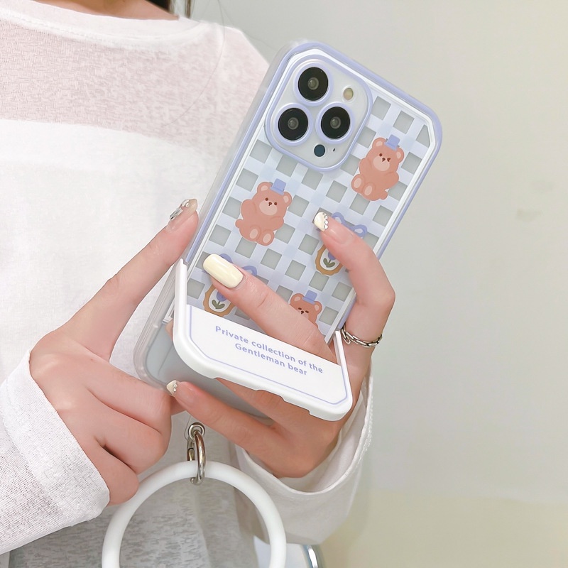 Ốp Điện Thoại In Hình Gấu Hoạt Hình Có Giá Đỡ Ẩn Cho Apple 13Pro 12 11 / xs / xr