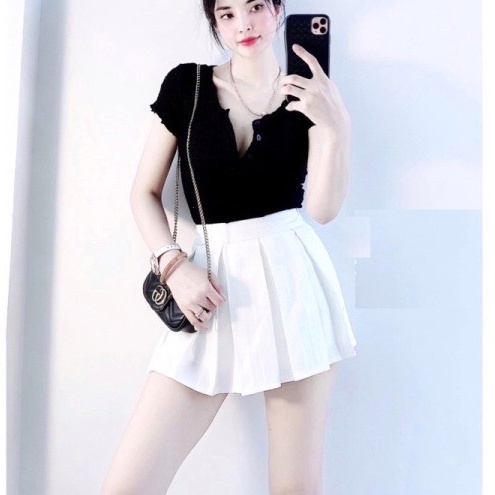 Áo body xốp sần cổ chữ V cộc tay trơn ulzzang tiểu thư  Thun trơn nhăn chất đẹp nữ