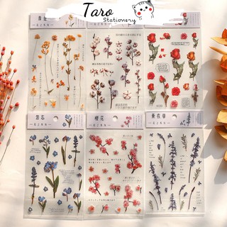 Sticker hoa khô vintage DIY trang trí sổ bullet journal S02 Taro Stationery