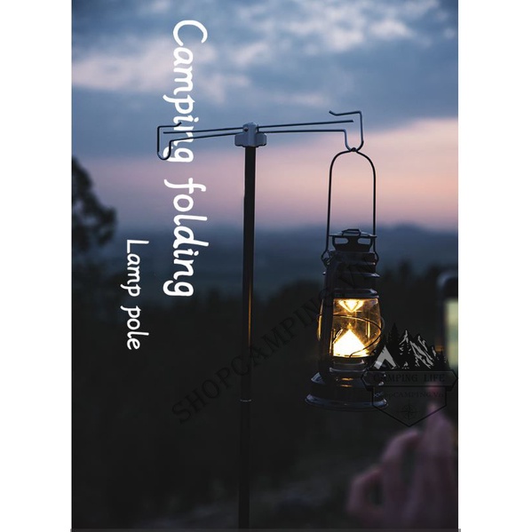 Trụ đèn cắm đất hợp kim nhôm 2 móc treo, cây treo đèn phi 16mm dã ngoại, cắm trại - Camping VietNam