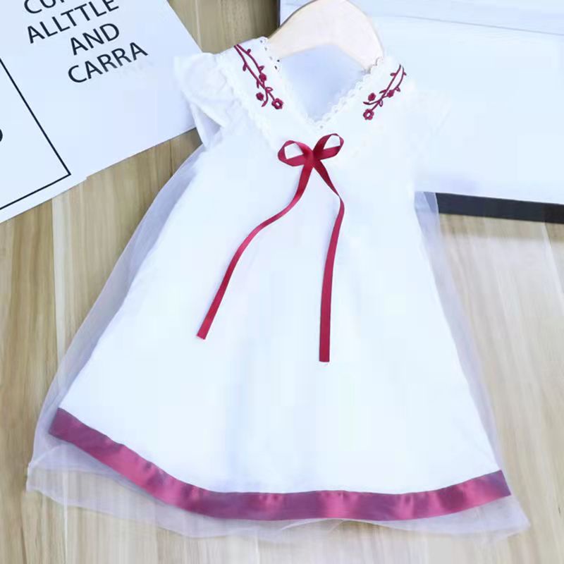 Đầm Dự Tiệc Sát Nách Thêu Họa Tiết Xinh Xắn Thời Trang Mùa Hè Cho Bé Gái Từ 1-2 - 3-4 - 5-6 - 7-8 - 9 Tuổi