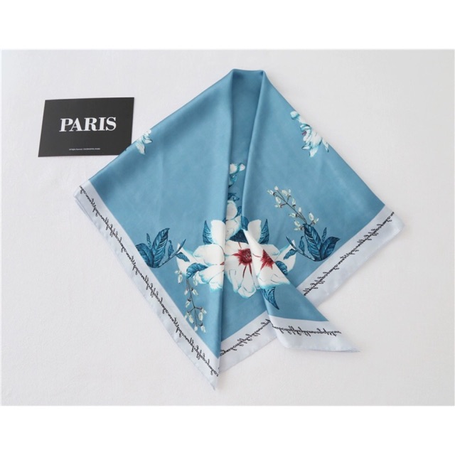Khăn turban lụa vuông choàng cổ size 70x70cm thanh lịch phong cách nữ tính đa năng có thể dùng làm áo yếm in hoa