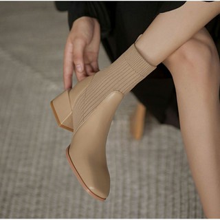 Giày Boots cao cổ màu be