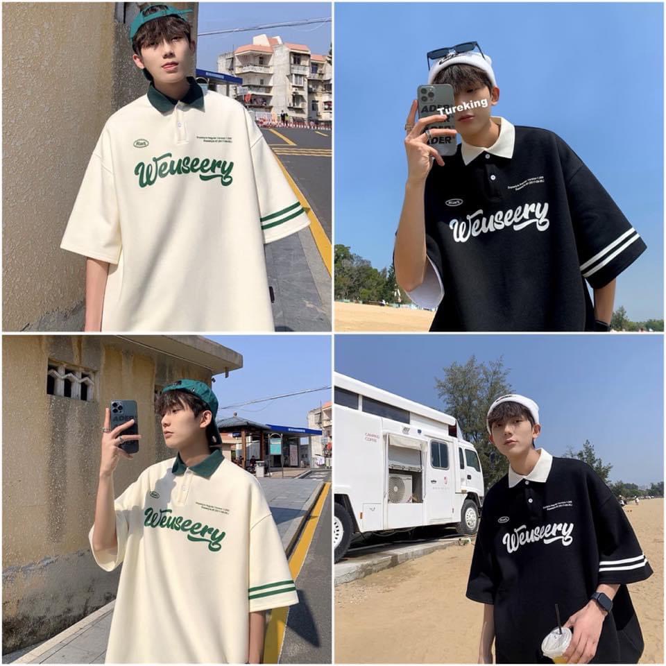 Áo polo unisex tay lỡ form rộng Coreeory, áo thun có cổ nam nữ chất cotton_ Hình thật tại  Top Store