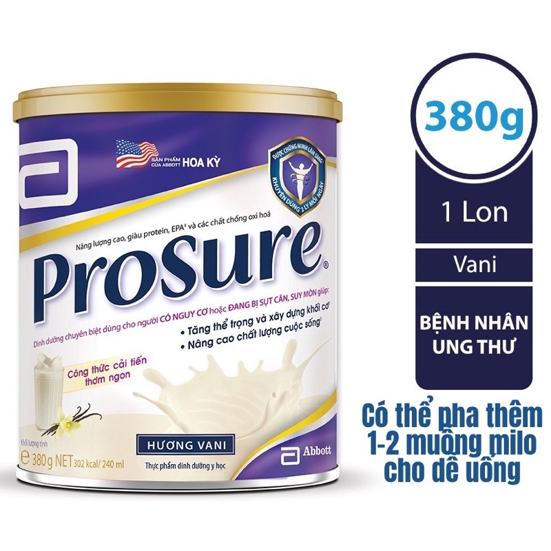 Sữa ProSure 380g cho người bị ung thư (Tặng 1 bình nước milo 1L)