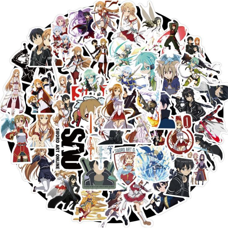 Sticker Sword Art Online nhựa PVC không thấm nước, dán nón bảo hiểm, laptop, điện thoại, Vali, xe, Cực COOL #168