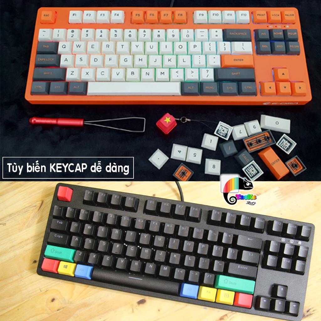 Bàn phím cơ E-Dra EK387 Switch Huano Version 2021 I Tặng thêm Keycap + Đèn Led USB I BH 24 T I Gaming TKL Edra EK387
