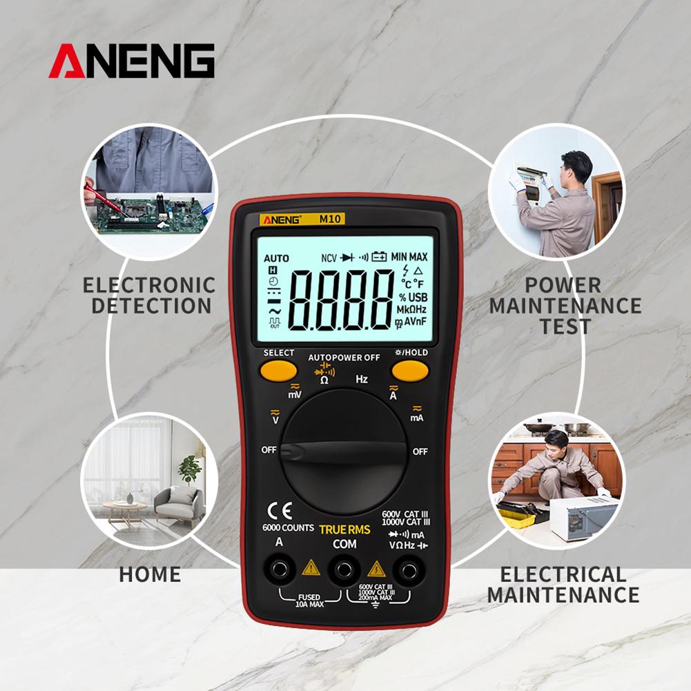 ANENG M10 LCD Đồng hồ vạn năng kỹ thuật số 6000 Đếm đèn nền AC / DC Ohm Tester