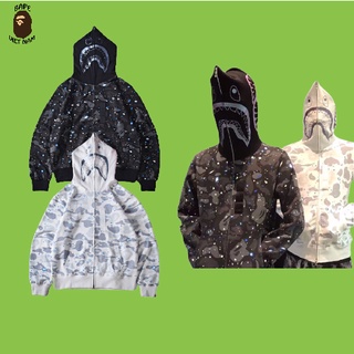 [BestQuality] Áo Jacket Bape Shark Galaxy SS2022, Áo Hoodie Bape Cá mập fullzip 2 màu Đen, Trắng BapeVN