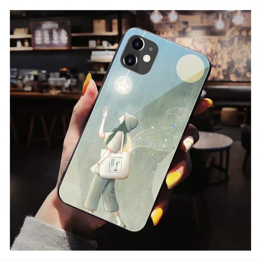 Ốp Lưng Kính Cô Gái 13ProMax 12ProMax 11ProMax XSMAX X XS 7Plus FUKISHOP