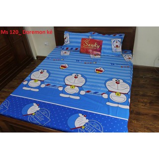 Bộ ga giường +3 vỏ gối nằm cotton poly giá rẻ Doremon huyền thoại