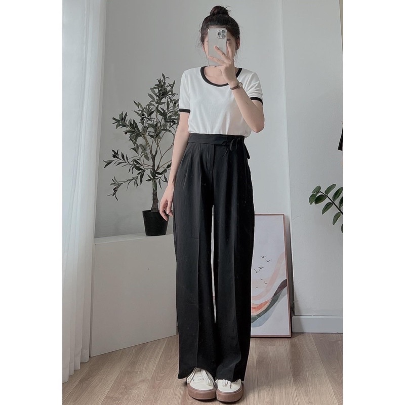 [HÀNG SẴN]QUẦN CULOTTES ỐNG RỘNG CỘT DÂY EO 295