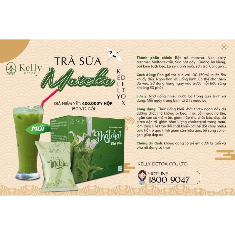 Trà sữa Matcha Kelly Detox Thanh Thảo