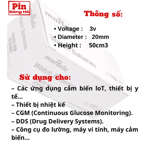 Pin 2032 muRata CR2032 1 vỉ 5 viên. Pin cr2032 sony dùng cho cmos, thiết bị điện tử, pin đồng hồ, bảng mạch điện..